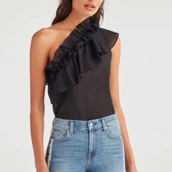 7 For All Mankind Tops - ❗️SOLD❗️7 For All Mankind One Shoulder Ruffle Top Size XS
